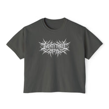 Load image into Gallery viewer, Death Metal. Women's Boxy Tee — 'Twenty Three Media' Distressed Logo Graphic Tee