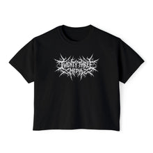 Load image into Gallery viewer, Death Metal. Women's Boxy Tee — 'Twenty Three Media' Distressed Logo Graphic Tee