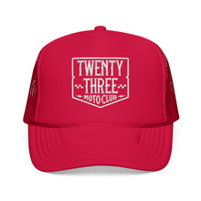 Load image into Gallery viewer, Badge Logo Foam Trucker Embroidered Hat, White Thread