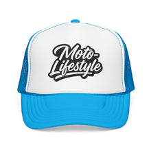 Load image into Gallery viewer, Moto Lifestyle Foam Embroidered Trucker Hat, Black Thread