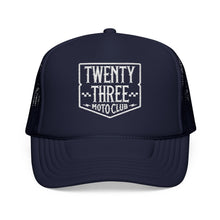 Load image into Gallery viewer, Badge Logo Foam Trucker Embroidered Hat, White Thread