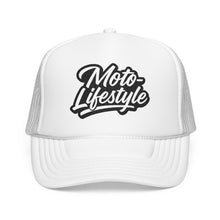 Load image into Gallery viewer, Moto Lifestyle Foam Embroidered Trucker Hat, Black Thread