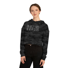 Load image into Gallery viewer, On race Days We Wear Dirt Women’s Cropped Hooded Sweatshirt