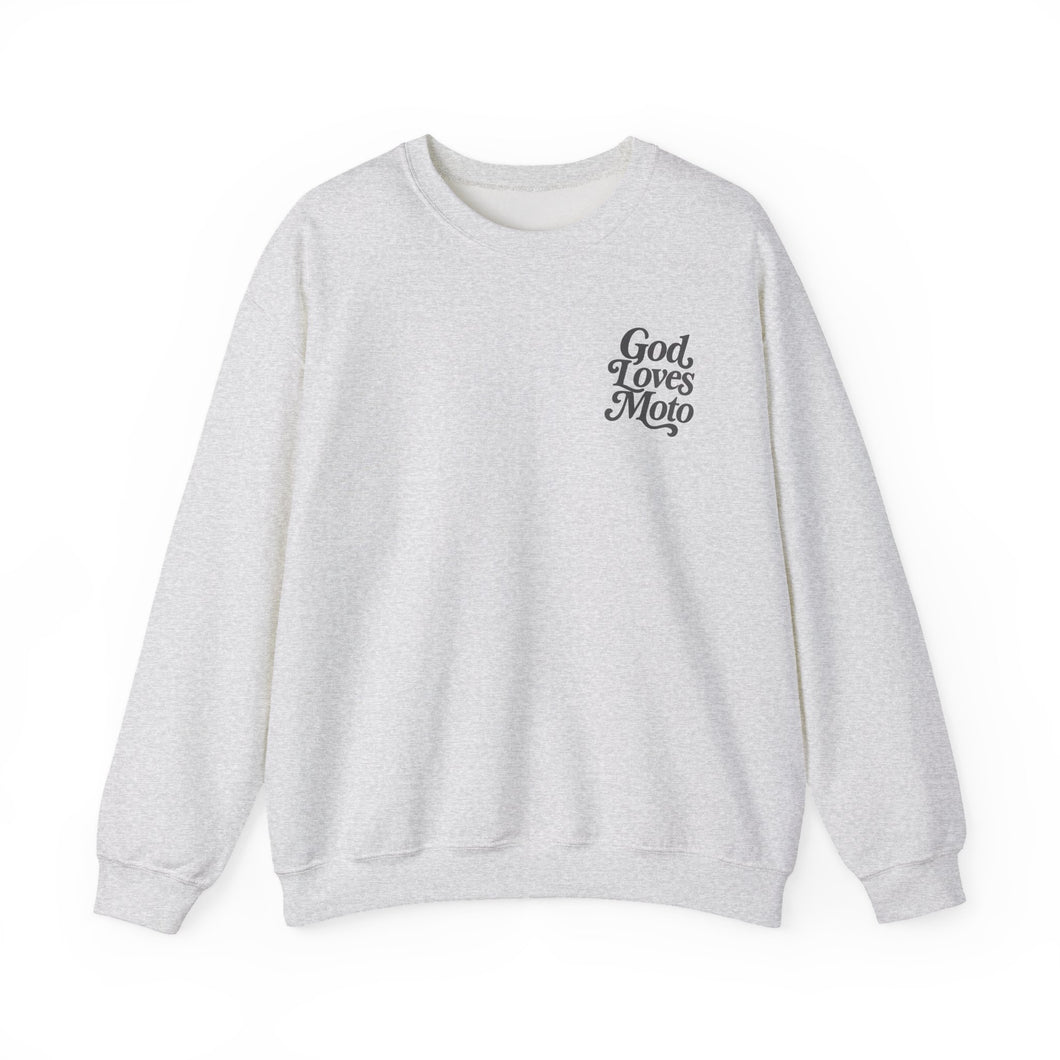 God Loves Moto™ - Unisex Heavy Blend™ Crewneck Sweatshirt