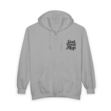 Load image into Gallery viewer, God Loves Moto Unisex Zip Hooded Sweatshirt
