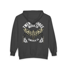 Load image into Gallery viewer, Moto Moth Unisex Zip Hooded Sweatshirt
