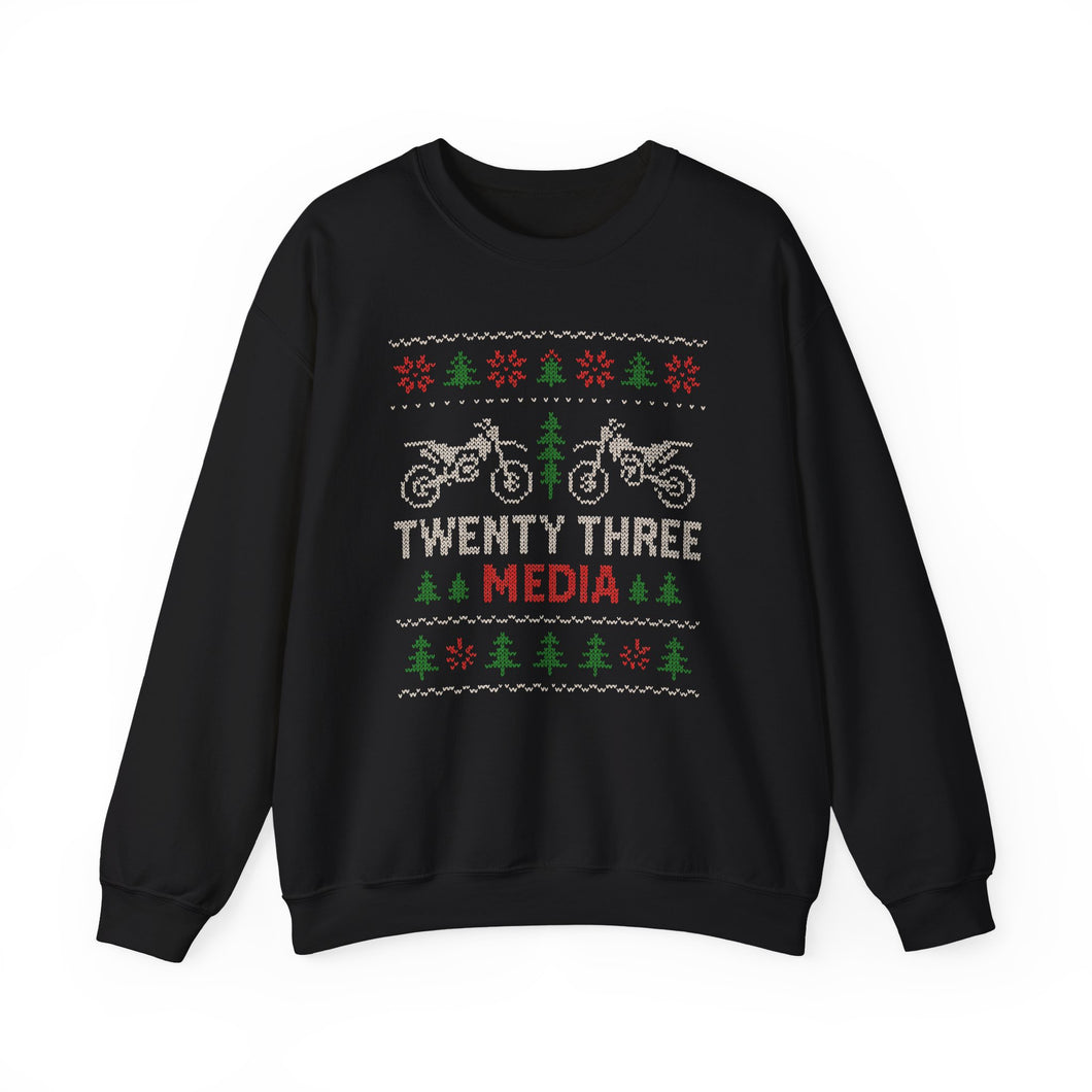 Ugly Christmas Sweater (Sweatshirt)— ‘Twenty Three Media’ Holiday Motorcycle Ugly Christmas Sweater