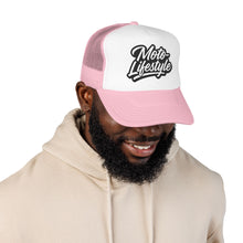Load image into Gallery viewer, Moto Lifestyle Foam Embroidered Trucker Hat, Black Thread
