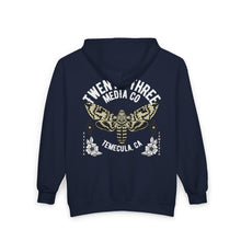 Load image into Gallery viewer, Moto Moth Unisex Zip Hooded Sweatshirt
