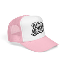 Load image into Gallery viewer, Moto Lifestyle Foam Embroidered Trucker Hat, Black Thread
