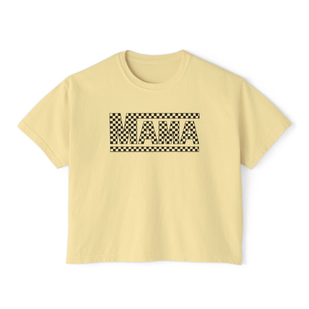 Mama Checkered Boxy Shirt - Women's Boxy Tee