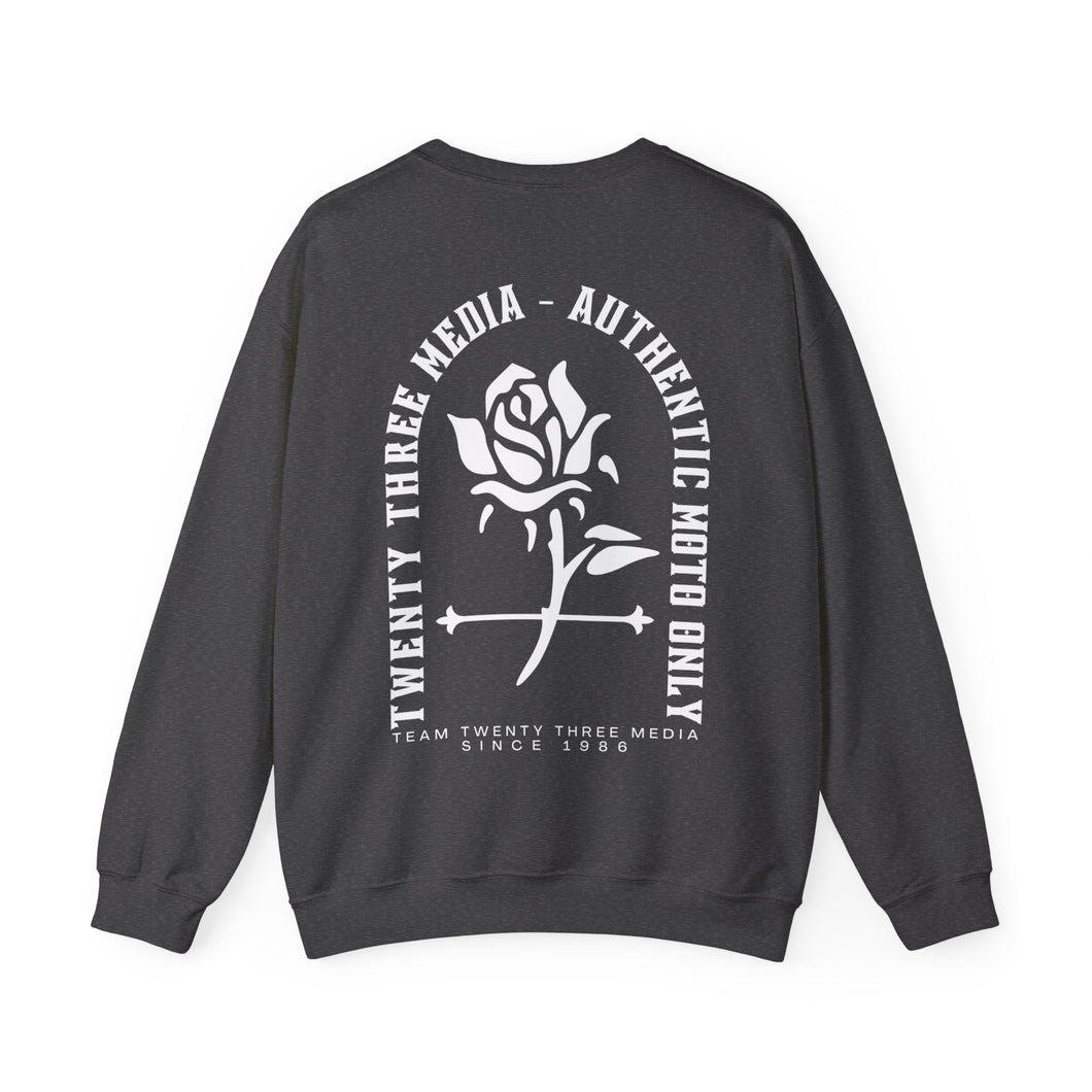 Twenty Three Media Authentic Moto Arch Rose Unisex Heavy Blend™ Crewneck Sweatshirt