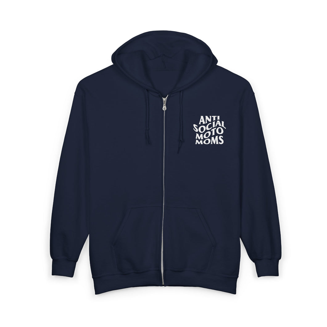 Anti Social Moto Moms - Unisex Zip Hooded Sweatshirt