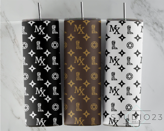 LV inspired Motocross Matte Tumbler. 20 ounce
