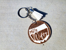 Load image into Gallery viewer, Gold and White Moto Wife Keychain
