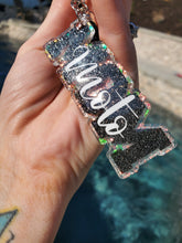Load image into Gallery viewer, Black and White Moto Mom Keychain
