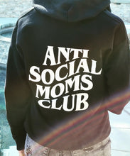 Load image into Gallery viewer, Anti Social Moms Club Hoodie - Black Zip Up Sweatshirt with Hood
