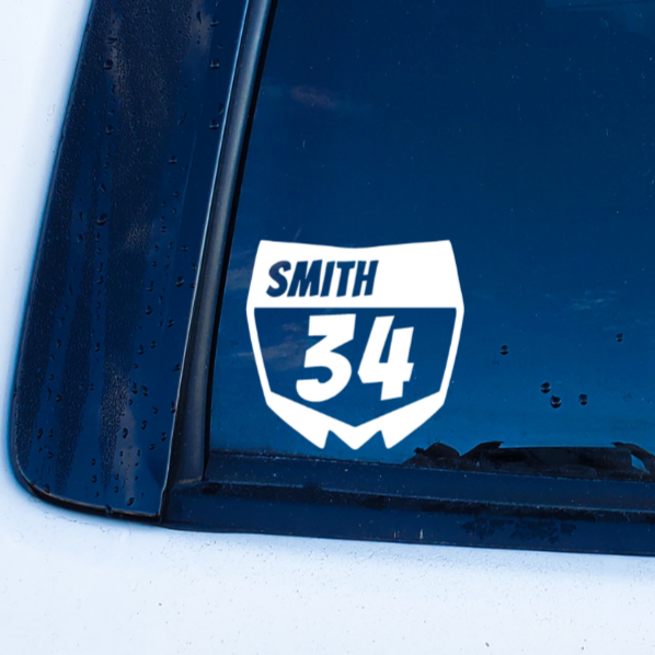 Custom Name and Number Plate Decal